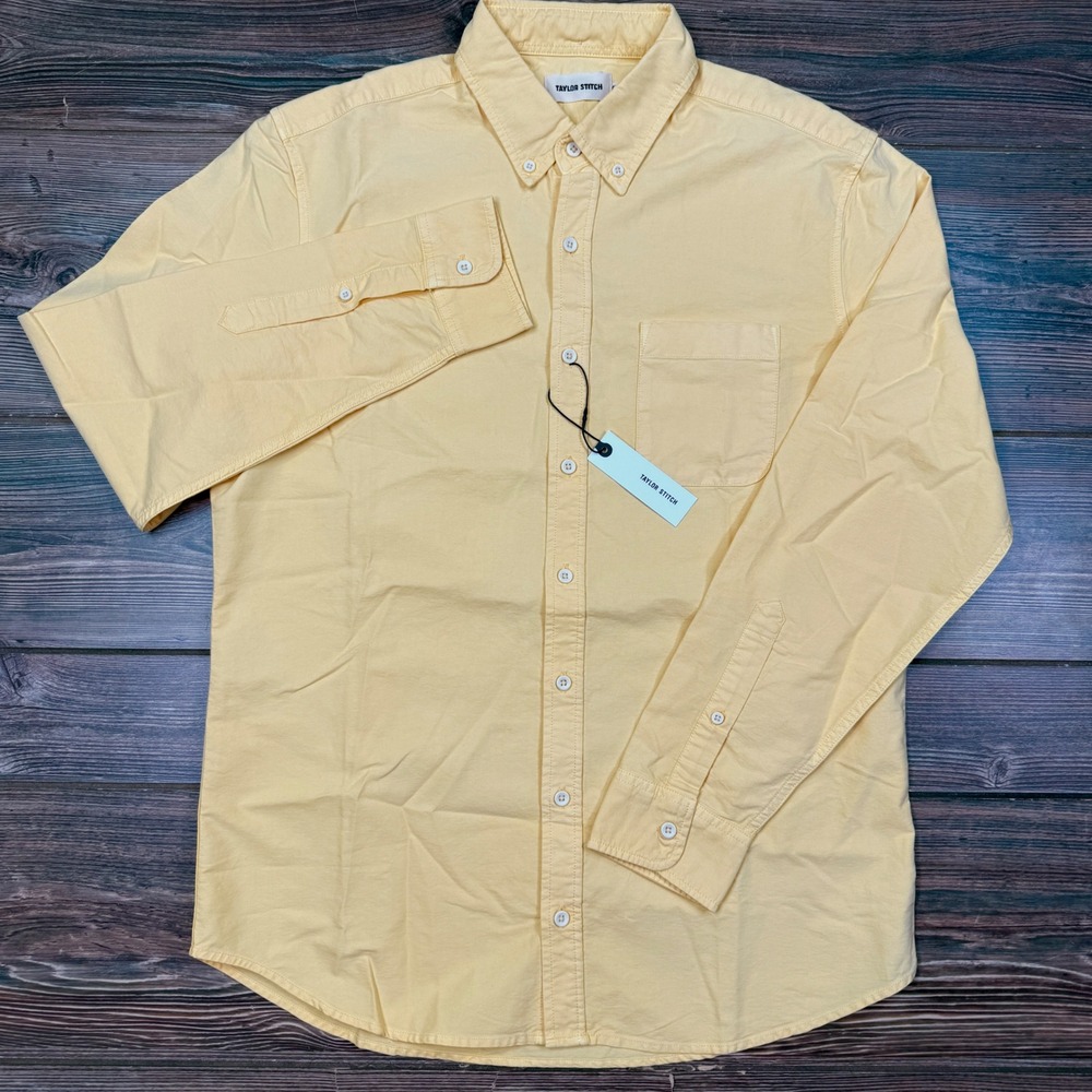 Taylor Stitch Men 42 Large The Jack Shirt Straw Yellow Organic Cotton Oxford NWT - Picture 2 of 7